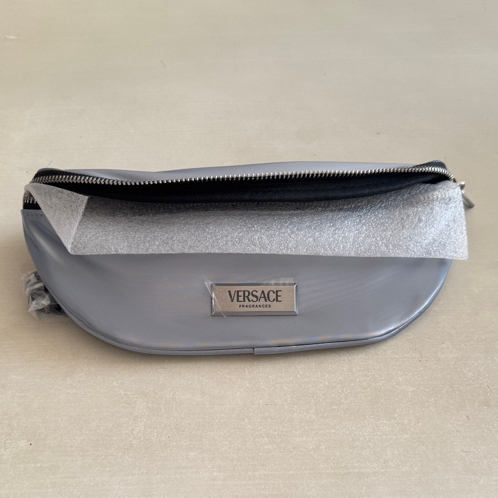 Versace Metallic Silver Belt Bag